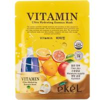 Тканевая маска для лица с витаминами EKEL Vitamin Ultra Hydrating Essence Mask 25мл