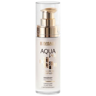 Праймер под макияж сияющий LuxVisage AQUA veil HYALURON COMPLEX glass skin с витамином Е