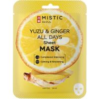 Тканевая маска для лица с экстрактами имбиря и юдзу MISTIC Yuzu & Ginger ALL DAYS Sheet Mask 24мл