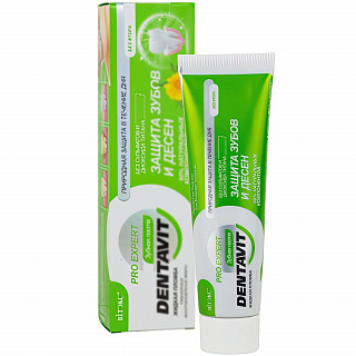 Зубная паста Защита зубов и десен, БЕЗ фтора DENTAVIT PRO EXPERT 85г