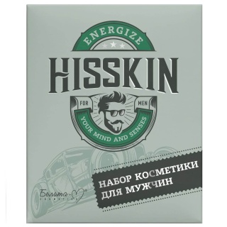 Набор косметики HISSKIN для мужчин (парфюмированный гель-шампунь 2 в 1 300 г, крем для лица и век 60 г, крем для рук 60 г)