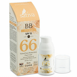 Крем ухаживающий солнцезащитный с тонирующим эффектом Sativa №66 Sand Beige, 30 мл