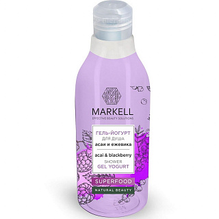 Гель-йогурт для душа MARKELL Superfood Асаи и ежевика 380мл
