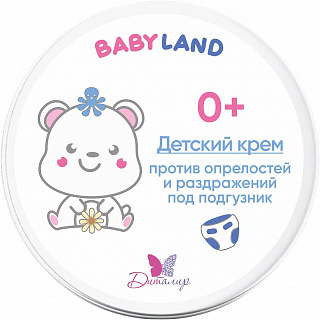 Крем детский против опрелостей и раздражений под подгузник BABYLAND 0+, 140г