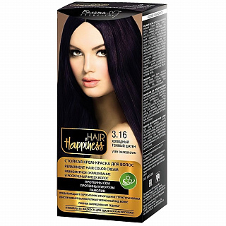 Стойкая крем-краска для волос Hair Happiness №3.16 холодный темный шатен