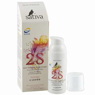 Крем-флюид ночной Sativa №28 для профилактики и коррекции морщин, 50 мл