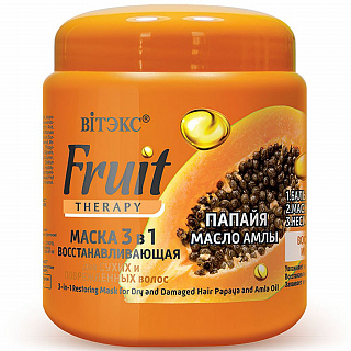Маска для волос FRUIT Therapy восстанавливающая 3в1 Папайя и масло амлы 450мл