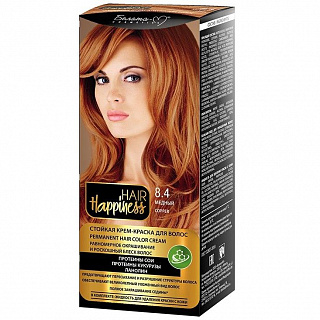 Стойкая крем-краска для волос Hair Happiness №8.4 медный