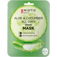 Тканевая маска для лица с экстрактами огурца и алоэ MISTIC Aloe & Cucumber All Days Sheet Mask 24мл