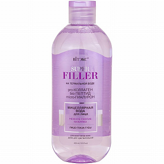 Мицеллярная вода для лица SUPER FILLER на термальной воде Нежное снятие макияжа 400мл