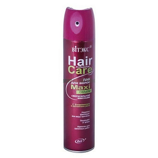 Лак для волос HAIR CARE Professional Maxi объем сверхсильная фиксация с D-пантенолом и протеинами риса 300мл