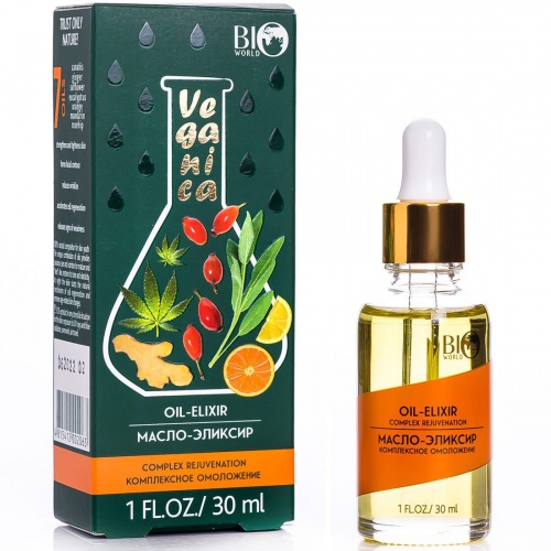 Масло-эликсир Bio World Veganica комплексное омоложение, 30 мл