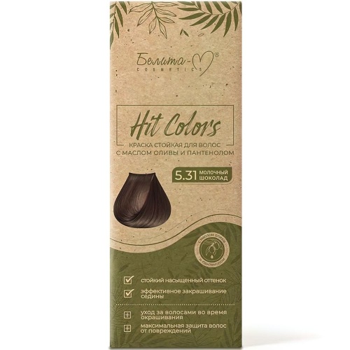 Краска стойкая для волос HIT COLORS с маслом оливы и пантенолом тон № 5.31 Молочный шоколад