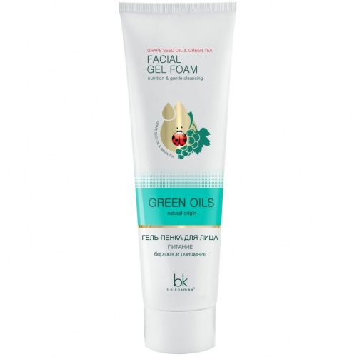 Гель-пенка для лица Belkosmex Green Oils питание бережное очищение 100г