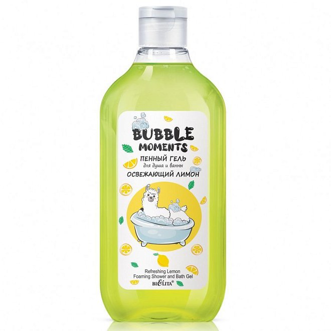 Пенный гель для душа и ванны Bubble moments Освежающий лимон 300мл