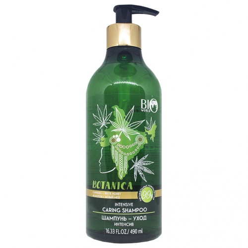 Шампунь-уход Bio World Botanica Конопля, белый мед 490мл