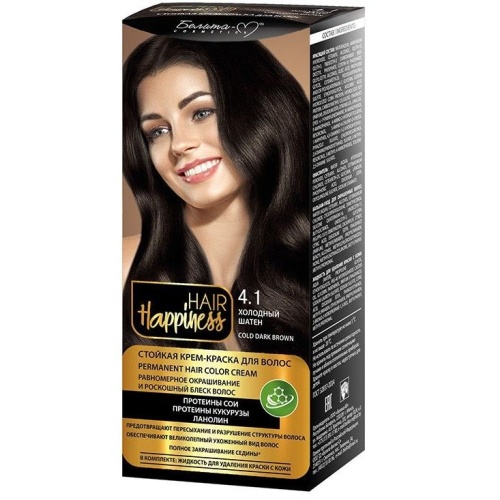 Стойкая крем-краска для волос Hair Happiness №4.1 холодный шатен
