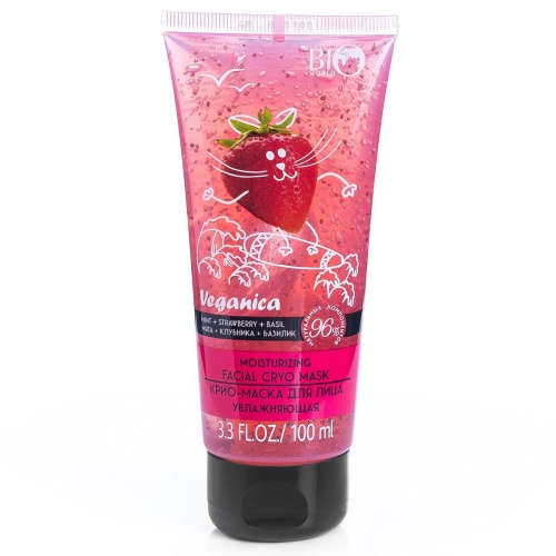 Крио-маска для лица Bio World Veganica, увлажняющая Мята, Клубника, Базилик 100мл