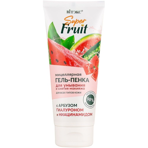 Мицеллярная гель-пенка для умывания и снятия макияжа Super FRUIT с арбузом, гиалуроном и ниацинамидом 200мл