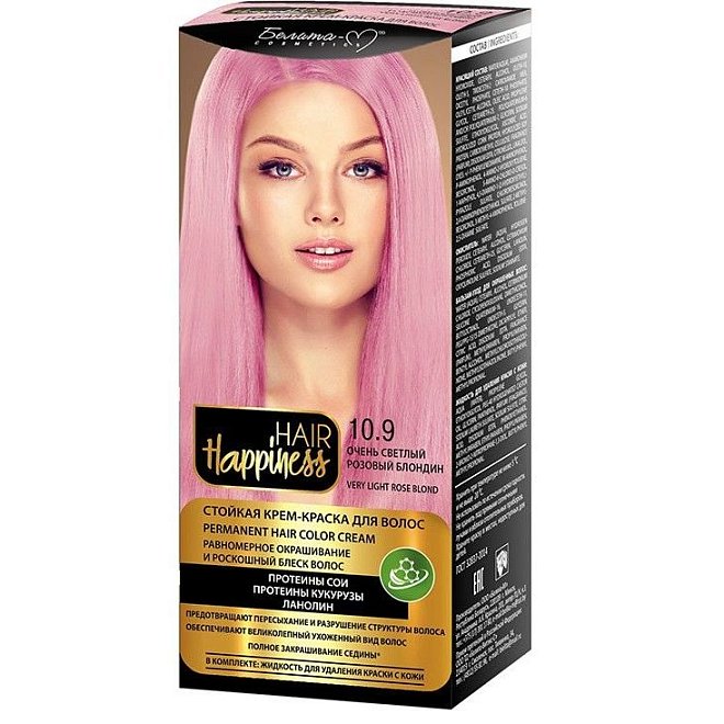 Стойкая крем-краска для волос Hair Happiness №10.9 светлый розовый блондин