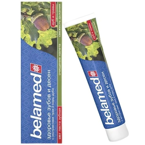 Зубная паста BELAMED Здоровье зубов и десен с экстрактами трав и коры дуба 135г