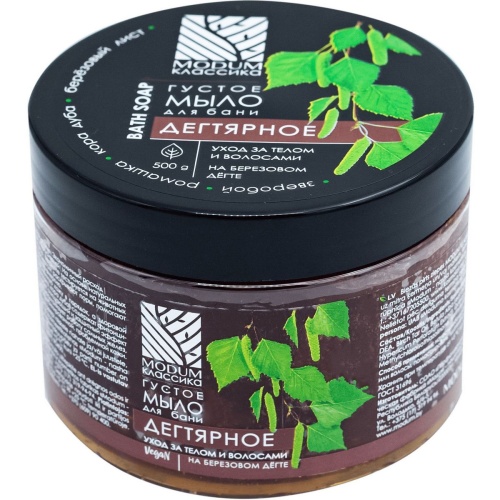 Густое мыло для бани Modum КЛАССИКА Дегтярное, на берёзовом дёгте 500г
