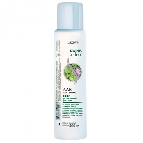 Лак для волос Крапива и лопух экстрасильной фиксации (без дозатора) 500мл