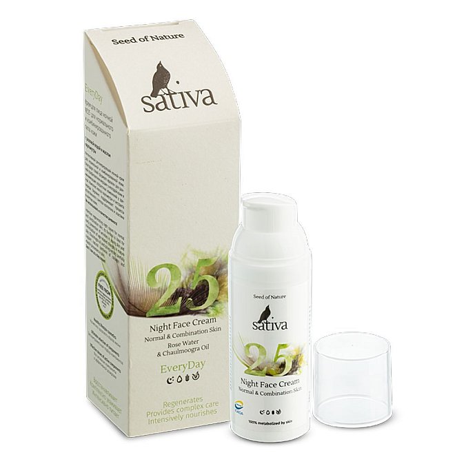 Крем для лица ночной Sativa №25 для нормального и комбинированного типа кожи, 50 мл