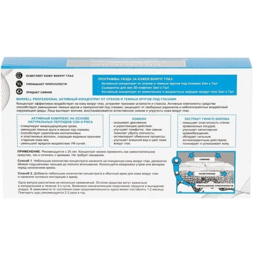 Активный концентрат MARKELL Active Program от отеков и темных кругов под глазами (7шт х 2мл)