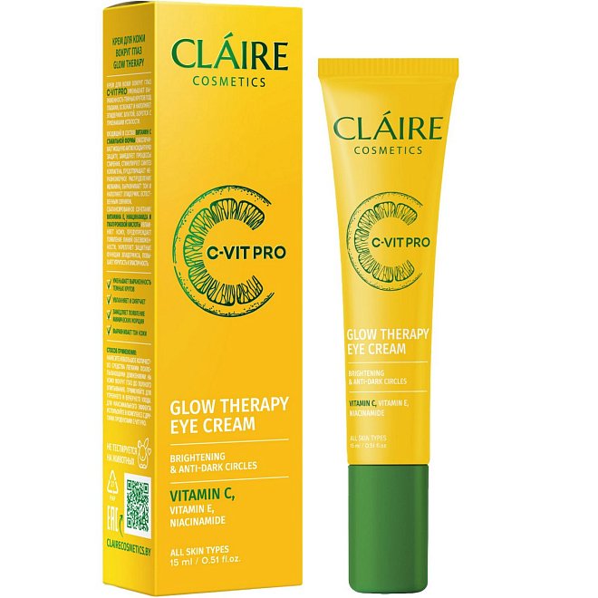 Крем для кожи вокруг глаз Claire cosmetics C-VIT PRO Glow Therapy Увлажнение и питание 15мл