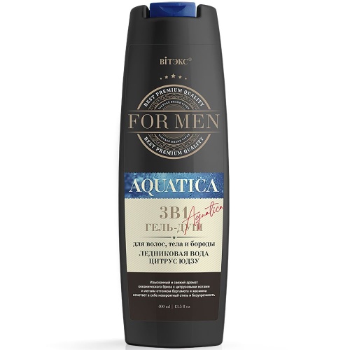 Гель-душ 3в1 для волос, тела и бороды For MEN AQUATICA Ледниковая вода и Цитрус юдзу 400мл