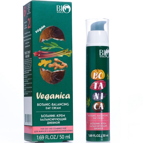Ботаник-крем балансирующий, Дневной Bio World Veganica для жирной и комбинированной кожи 50мл