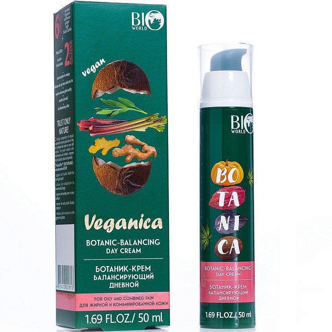 Ботаник-крем балансирующий, Дневной Bio World Veganica для жирной и комбинированной кожи 50мл