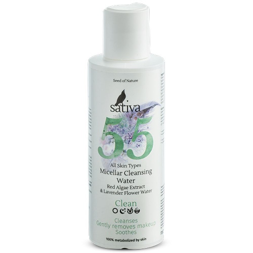 Мицелярная вода для очищения лица и снятия макияжа для всех типов кожи Sativa №55, 150 мл