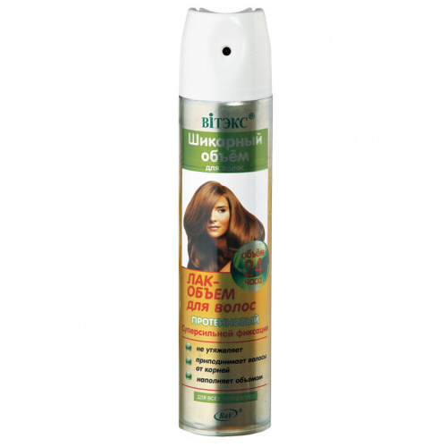 ЛАК для волос Шикарный ОБЪЕМ протеиновый Суперсильная фиксация 300мл