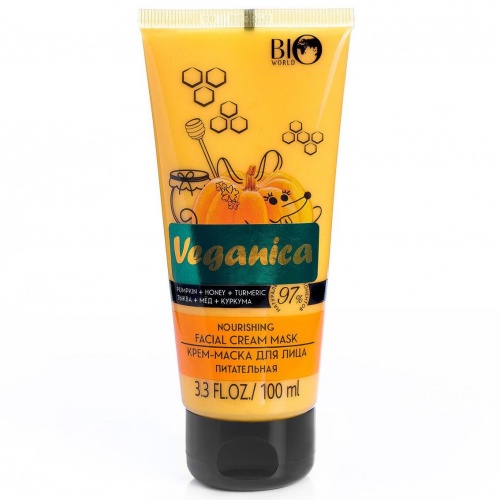 Крем-маска для лица Bio World Veganica, питательная Тыква, Мед, Куркума 100мл