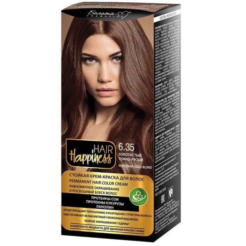Стойкая крем-краска для волос Hair Happiness №6.35 золотистый темно-русый