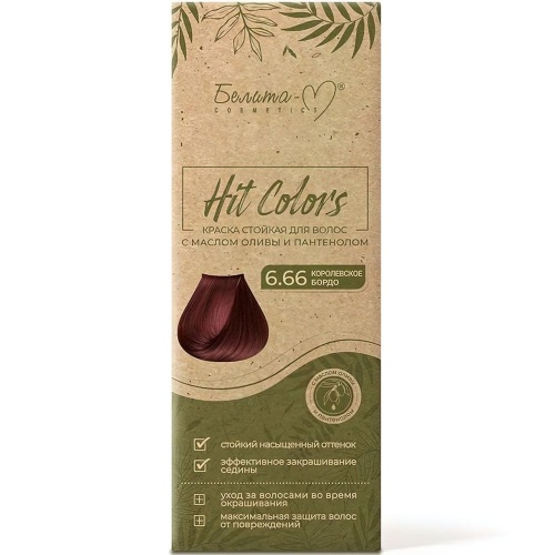Краска стойкая для волос HIT COLORS с маслом оливы и пантенолом тон № 6.66 Королевское бордо