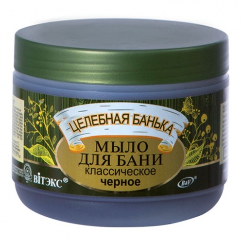 Мыло для бани Целебная банька Черное классическое 500мл