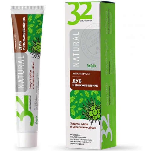 Зубная паста Modum 32 Жемчужины NATURAL Дуб и можжевельник 100г