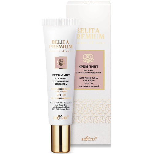 Крем-тинт для лица с тональным эффектом Belita Premium Коррекция тона и морщин SPF 20, 30мл