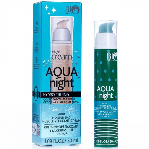 Крем-миорелаксант для лица, ночной Bio World Secret Life увлажняющий 50мл