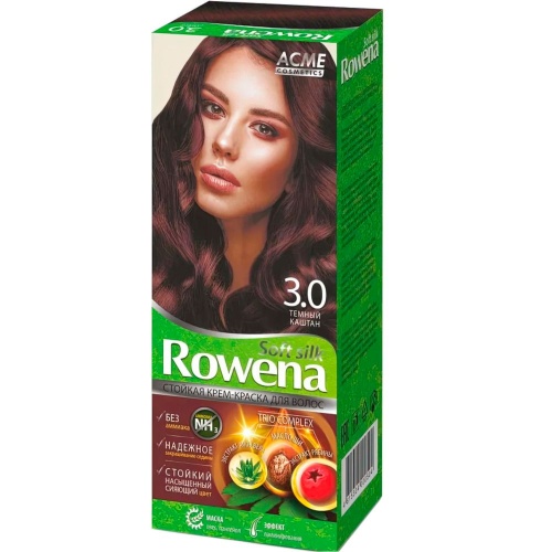 Стойкая Крем-краска для волос Rowena soft silk ACME Color тон 3.0 темный каштан