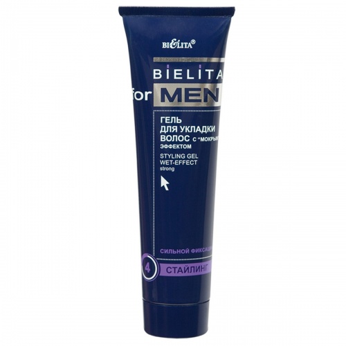 Гель для укладки волос с мокрым эффектом сильной фиксации Bielita for Men 100мл