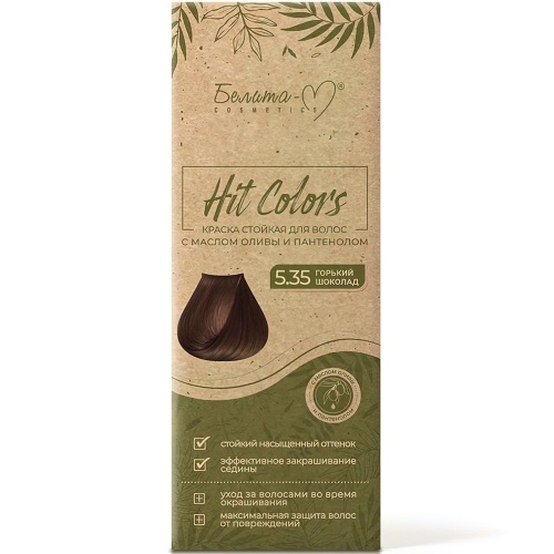 Краска стойкая для волос HIT COLORS с маслом оливы и пантенолом тон № 5.35 Горький шоколад