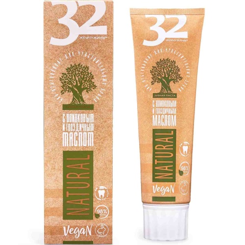 Зубная паста 32 Жемчужины NATURAL Био отбеливание для чувствительных зубов 100г