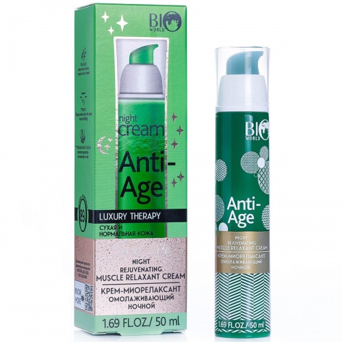 Крем-миорелаксант для лица, ночной Bio World Secret Life омолаживающий 50мл