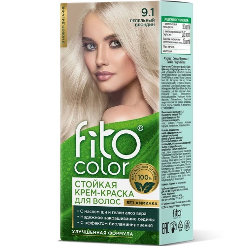 Стойкая крем-краска для волос Fito Косметик Fitocolor тон 9.1 Пепельный блондин 115мл